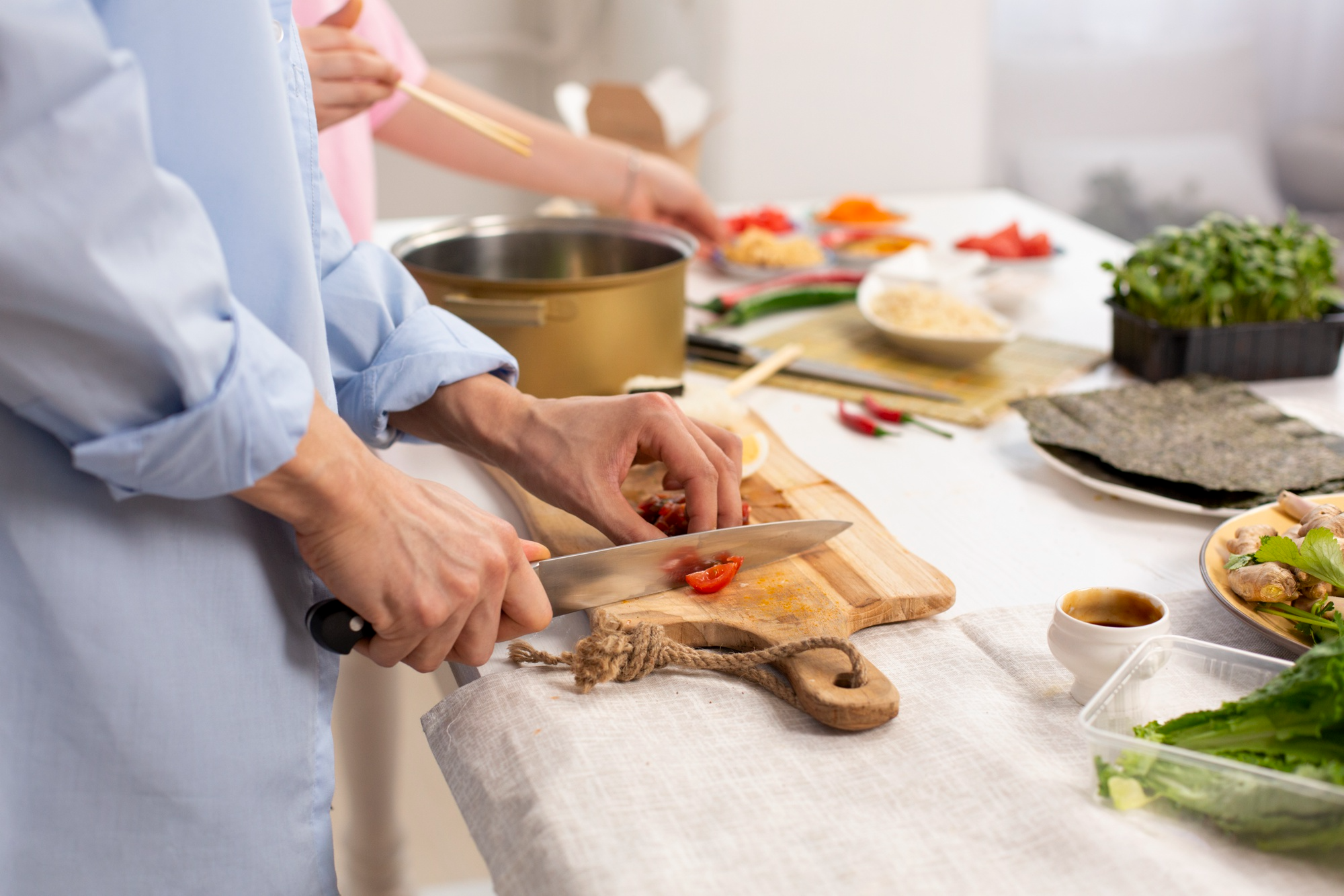 Chef cooking with ingredients